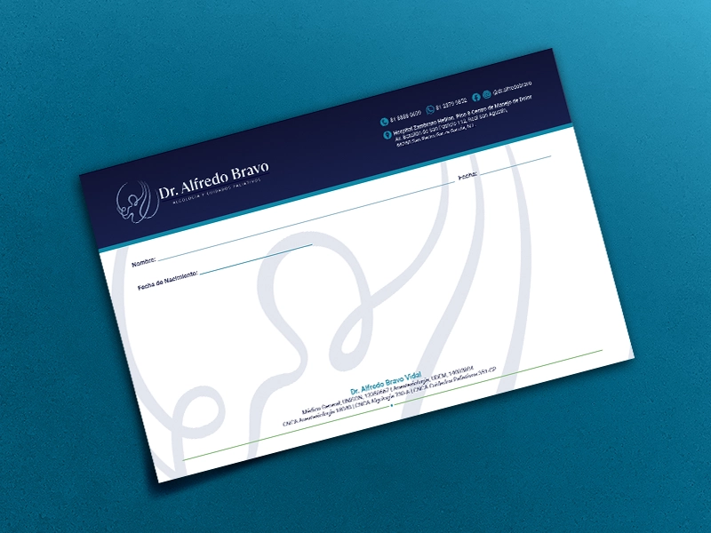 Dr. Alfredo Bravo - Branding, receta médica para médico algólogo y cuidados paliativos, medicina del dolor